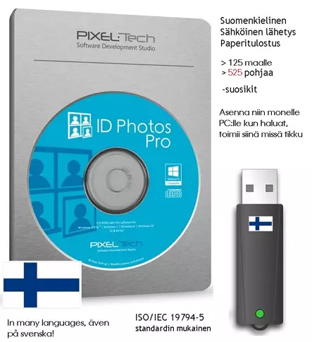 ID Photos Pro 8 Suomenkielinen passikuvaohjelma -dongle > 525 pohjaa) - Passikuvatulostimet, ohjelmat, paperit - 37610 - 1