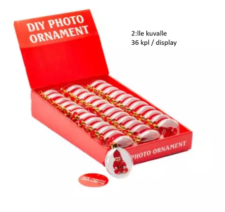 Litteä pyöreä kuvapallo 2:lle kuvalle - n Ø 8cm (36 kpl / display) - Joulu- ja talviaiheiset tuotteet - 42980 - 1