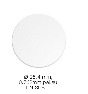 Alumiinilaatta pyöreä 25,4 mm, 0,762mm paksu (Unisub 5729) - Avaimenperät, magneetit, merkit - 26220 - 1
