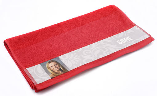 Frotee pyyhe, 50x100cm, punainen (5/pss) - Tekstiilit sublimaatiopainatukseen - 27430 - 1