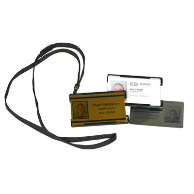 Henkilökorttipidike, musta pysty ja vaaka korteille (25) - (ilman hihnaa) - Kortit, pidikkeet, kaulanauhat - 25440 - 1