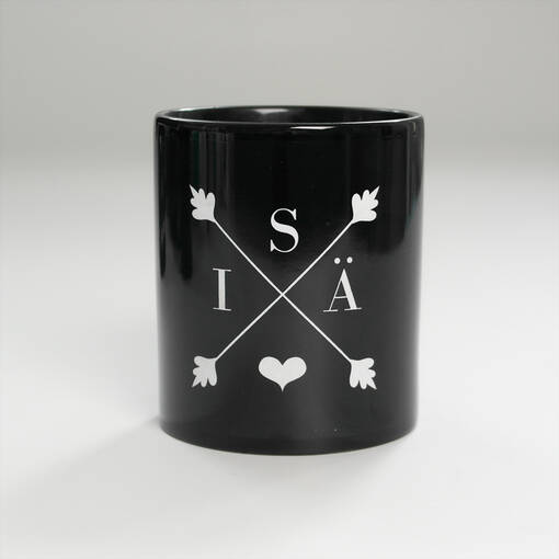 ISÄ vaakuna koko musta muki - painatuksella - Lahjavinkit isälle - 38170 - 1