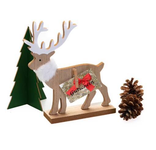 Jouluporo puusta - iso 22x24cm, klipsillä - Joulu- ja talviaiheiset tuotteet - 40660 - 1