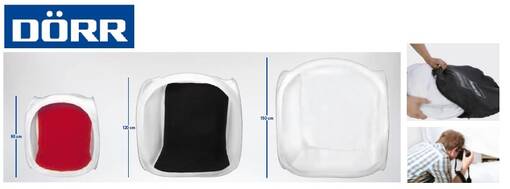 Kuvausteltta 120x120cm valkoinen, 4x taustaa - toim. n. 5-7pv - Tuotekuvaukseen kuvausteltat ja setit - 23940 - 1