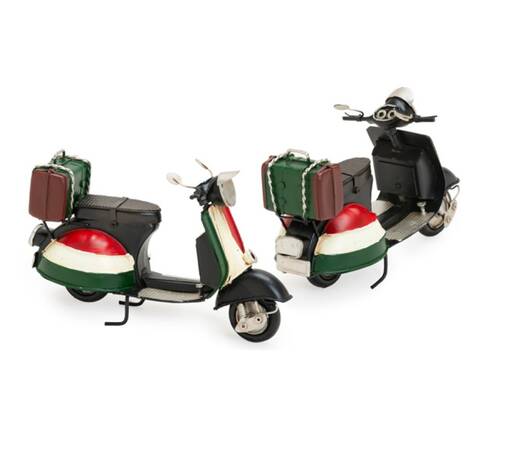 Skootteri pun/valk/vihreä, 17x6,5x11cm - Peltikyltit ja metallikoristeet kuville - 41140 - 1