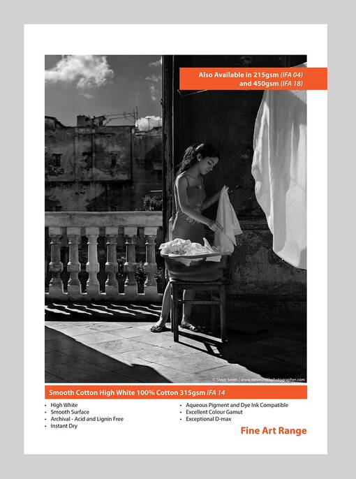 Smooth Cotton High White 100% Cotton 315gsm 36", 914mm, 15m -tilaustuote - Tulostuspaperit mustesuihku - 39500 - 1