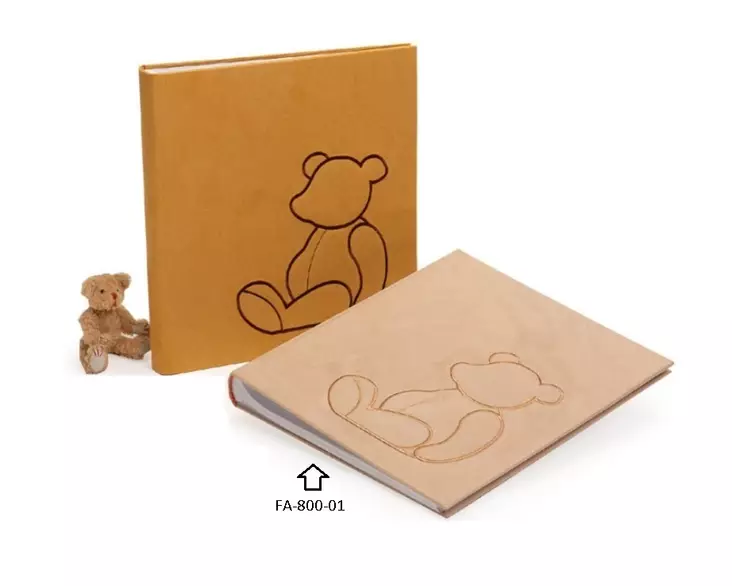 Baby Bear albumi, 29x32cm 60s, vaalea rusk. samettipinta (FA-801LB) - Vauva-albumit ja lapsialbumit - 41440 - 1