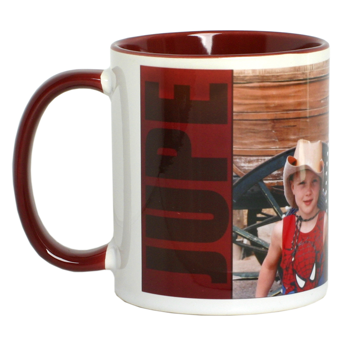 Kaksivärinen muki, viininpunainen kahva + sisus - Mukit, astiat sublimaatiopainatukseen - 26050 - 1