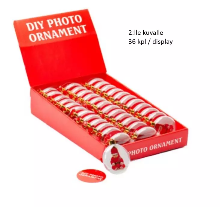 Litteä pyöreä kuvapallo 2:lle kuvalle - n Ø 8cm (36 kpl / display) - Joulu- ja talviaiheiset tuotteet - 42980 - 1