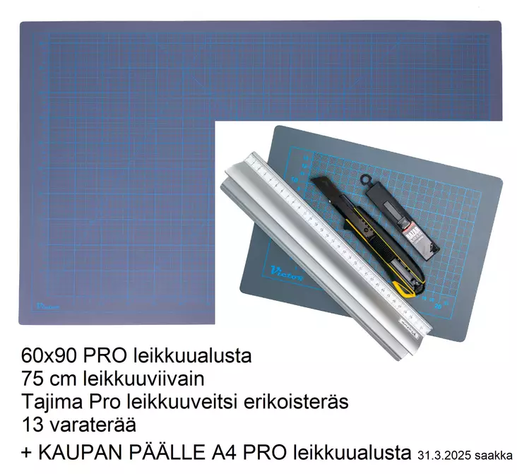 PRO leikkuualusta 60x90, -75cm -viivain setti - Leikkurit, leikkuumatot, viivaimet - 41950 - 1