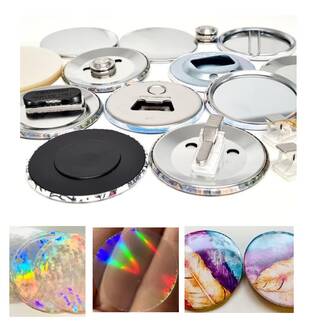 Kokeilupaketti yli 160 rintamerkkiä, folioita - 59mm - Rintamerkkilaitteet ja tarvikkeet - 40461 - 1