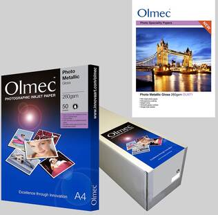 OLMEC Photo Metallic GLOSSY 260g - A2, 50 kpl -til.tuote - Tulostuspaperit mustesuihku - 36761 - 2