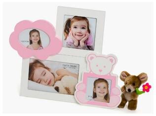 Roosa galleriakehys 32,5x26cm -nalle. - Lastenhuoneeseen ja kastelahjakehykset - 36691 - 1