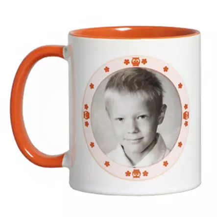 Kaksivärinen muki, oranssi kahva + sisus - Mukit, astiat sublimaatiopainatukseen - 26051 - 1