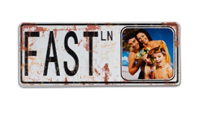 Fast Ln, ohituskaista peltikyltti 12x31cm -valk. - Peltikyltit ja metallikoristeet kuville - 38261 - 1