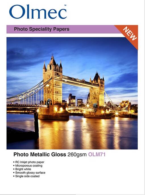 OLMEC Photo Metallic GLOSSY 260g - A2, 50 kpl -til.tuote - Tulostuspaperit mustesuihku - 36761 - 1