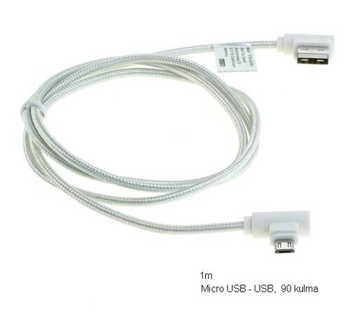 OTB Micro-USB - L-muotoinen, nylon 1m - Puhelimen johdot, sovitteet ja laturit - 37331 - 1