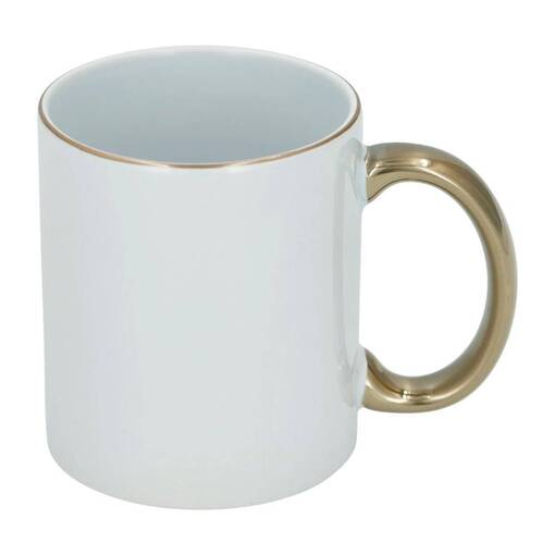 Sublimaatiomuki 11oz kulta kahva ja reuna - Mukit, astiat sublimaatiopainatukseen - 38941 - 1