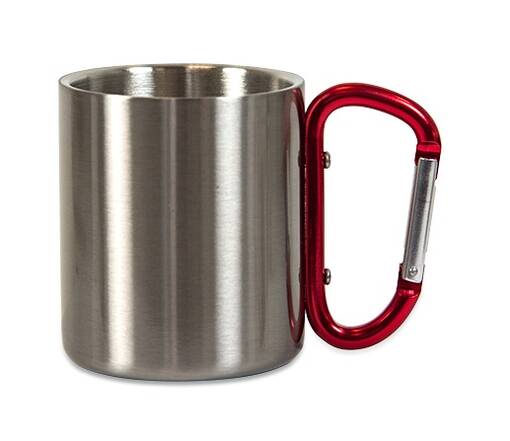 Teräs retkimuki 2dl, Ø 70mm -pun.karabiini - Mukit, astiat sublimaatiopainatukseen - 38481 - 1