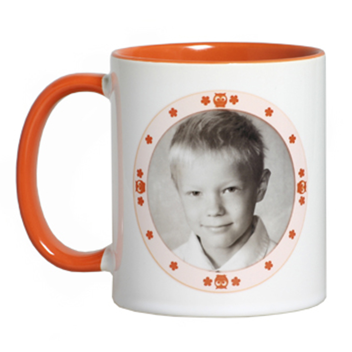 Kaksivärinen muki, oranssi kahva + sisus - Mukit, astiat sublimaatiopainatukseen - 26051 - 1