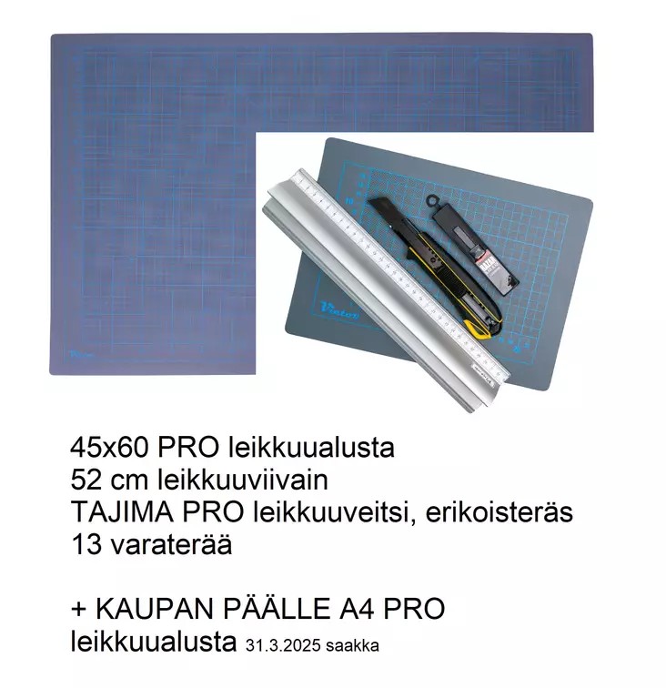 PRO leikkuualusta 45x60, -52cm -viivain setti - Leikkurit, leikkuumatot, viivaimet - 41951 - 1