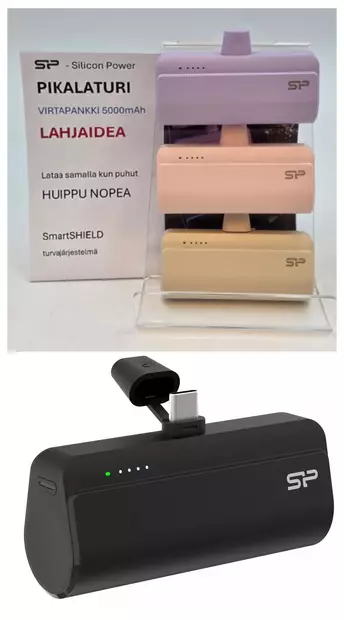 QD50 Powerbank USB-C 20W starttisetti, 6 kpl + teline - Lahjavinkit isälle - 42642 - 1