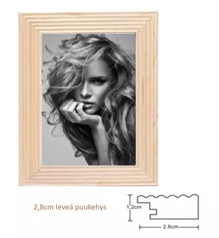 Leveä HR-36 vaalea natur 15x20 puukehys - Litteät ja pyöristetyt kehykset - 42622 - 2