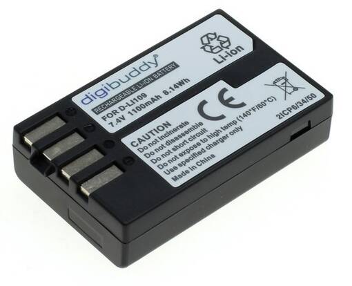 Akku Pentax D-Li109 yhteensopiva 1100mAh - Kamera- ja videoakut - 36892 - 1