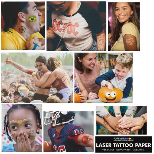 FOREVER Tatuointipaperi 100 pak. (100 A-paperi+100 B-paper) -tilaustuote - Siirtopaperit valkotulostimille - 38142 - 1