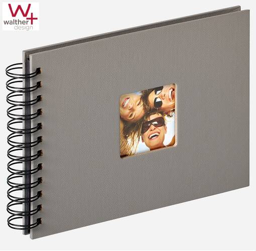 Fun Spiraalialbumi harmaa 23x17 cm, 40 mustaa kart.sivua - Valokuva-albumit mustilla sivuilla - 36602 - 1