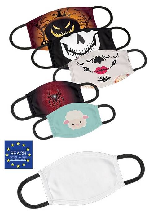 Kasvomaski valk./musta M - 16 x 11,5 cm (ME 5 kpl) - Myymälään, pakkaustarv ja pahvilaatikot - 38842 - 1