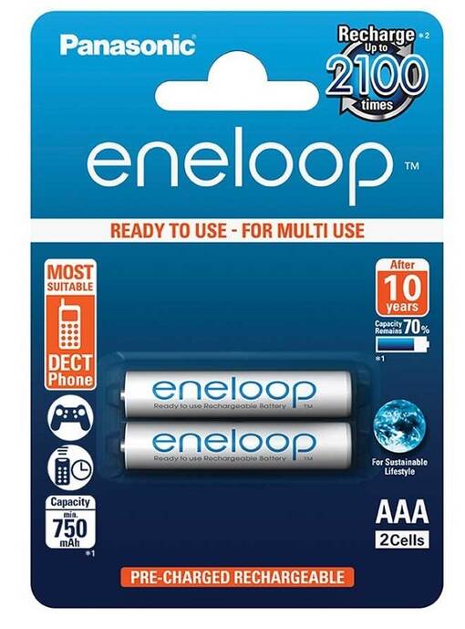 Panasonic Eneloop AAA NiMH 750 mAh - 2-PACK - Paristot ja nappiparistot - 36552 - 1