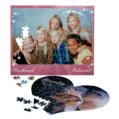 Sydänpalapeli 20x24,5cm, 108 palaa - Hiirimatot ja palapelit painatukseen - 26092 - 1