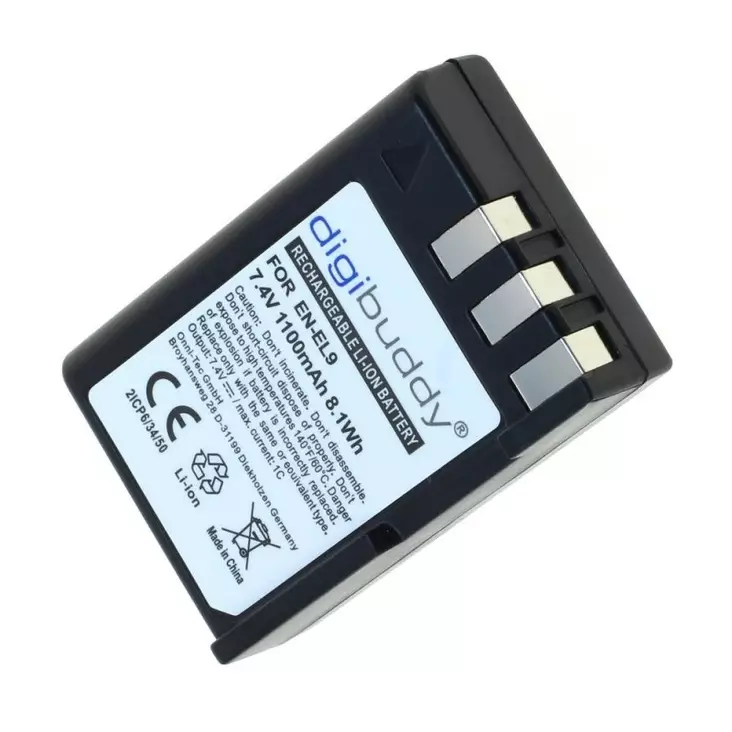 Akku Nikon EN-EL9 yhteensopiva (1100mAh) - Kamera- ja videoakut - 40472 - 1