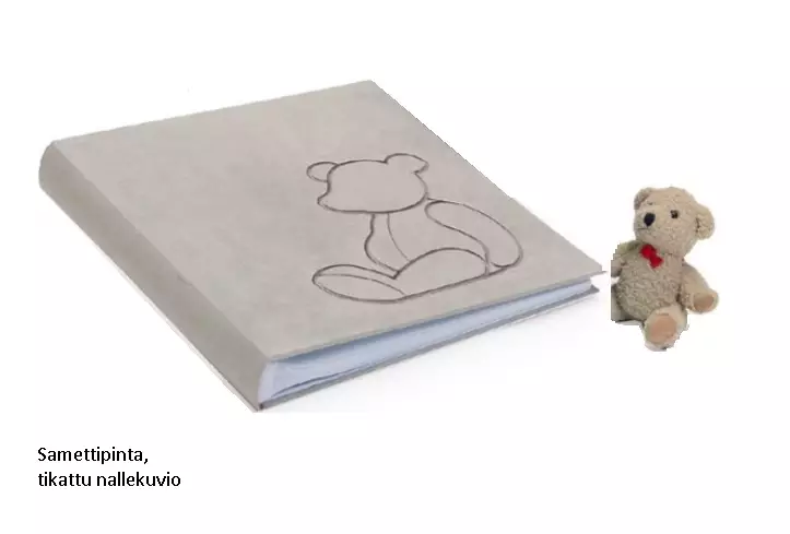 Baby Bear albumi, 29x32cm 60s, v.harmaa samettipinta (FA-801LG) - Vauva-albumit ja lapsialbumit - 41442 - 1