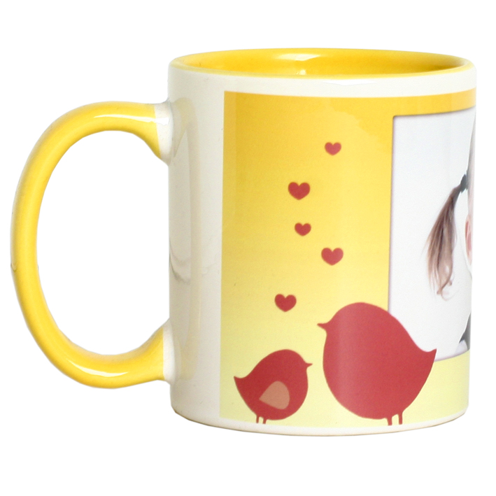 Kaksivärinen muki, kirkkaan keltainen kahva + sisus - Mukit, astiat sublimaatiopainatukseen - 26042 - 1