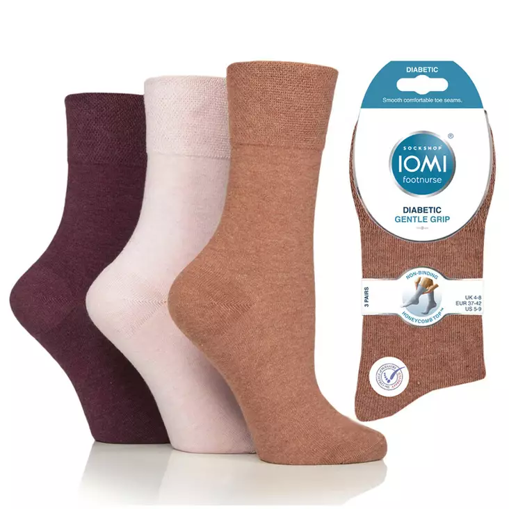 Kiristämätön Iomi sukka 37-42 terracotta/lavender 3-nippu - Lahjavinkit äidille - 42882 - 1