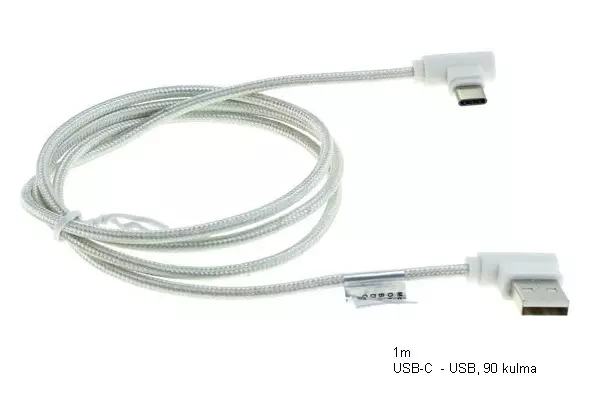 OTB USB-C - USB L-muotoinen, nylon 1m - Puhelimen johdot, sovitteet ja laturit - 37332 - 1