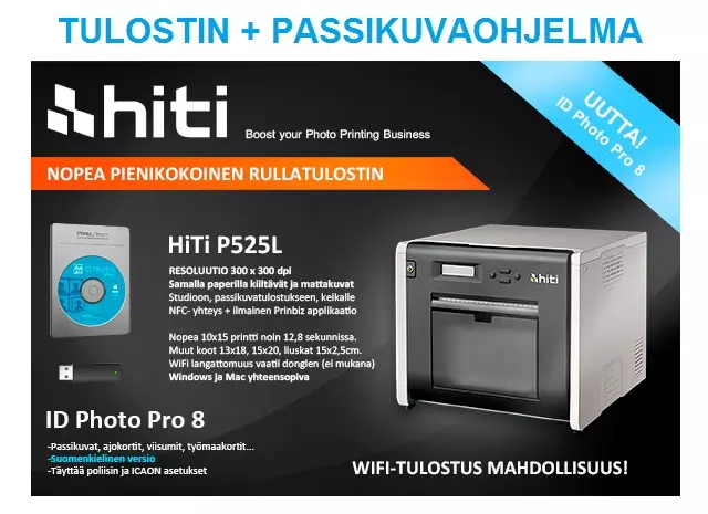 Suomenkielinen ID Photos Pro Dongle + HiTi P525L tulostin - Passikuvatulostimet, ohjelmat, paperit - 41892 - 1