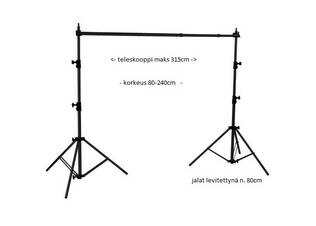 Taustateline mobile teleskooppi leveys 1,1-3,15m, max kork 2,4m - Taustatelineet kattokiskot ja tarvikkeet - 39303 - 1