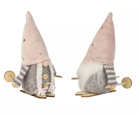 Joulupukki ja muori suksilla - n. 15cm korkea (me 8) - Joulu- ja talviaiheiset tuotteet - 41793 - 1