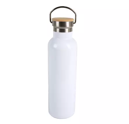 Termospullo puukorkilla 500 ml - valkoinen - Uusia painotuotteita - 39813 - 2