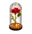 Ikuinen ruusu lasikuvussa LED-valoilla - puujalusta, 23 cm - Lahjavinkit äidille - 42983 - 1