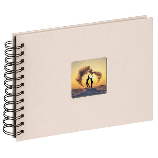 Fun Spiraalialbumi Chamois / vaalea säämiskä 23x17 cm, 40 mustaa kart.sivua - Hääalbumit ja polttarialbumit - 40523 - 1