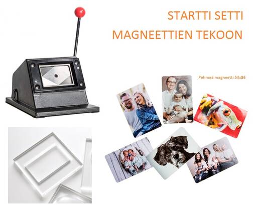 Koulukuvamagneettien tekoon ID starttisetti - pehmeät luottokortin kokoiset - Magneettien tekoon ja magneetit - 38523 - 1