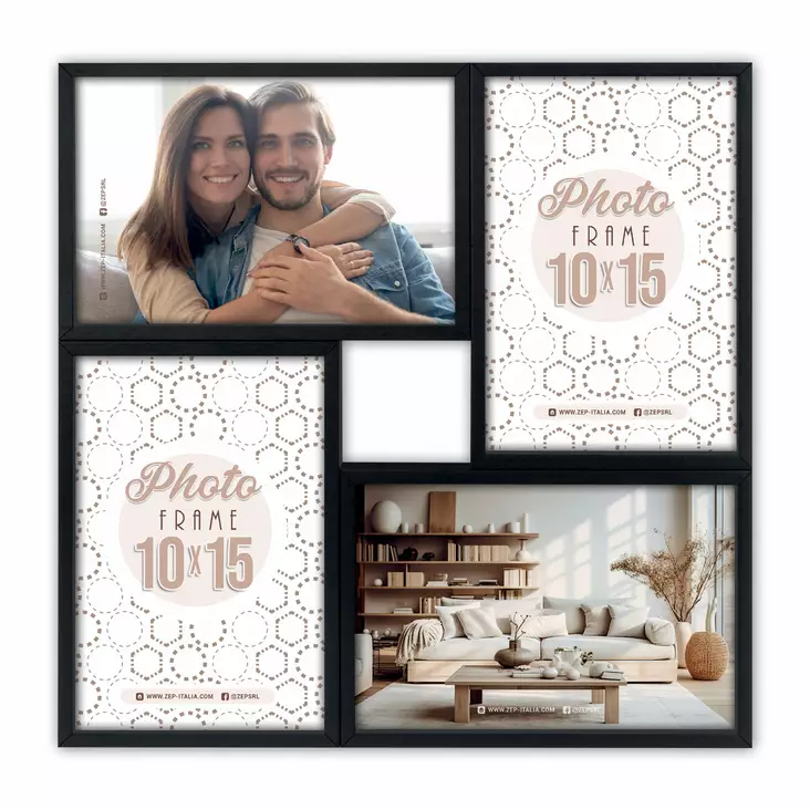 BARI musta monikuvakehys 4x 10x15 (27x27) - Monikuvakehykset - 42033 - 1