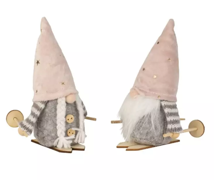 Joulupukki ja muori suksilla - n. 15cm korkea (me 8) - Joulu- ja talviaiheiset tuotteet - 41793 - 1