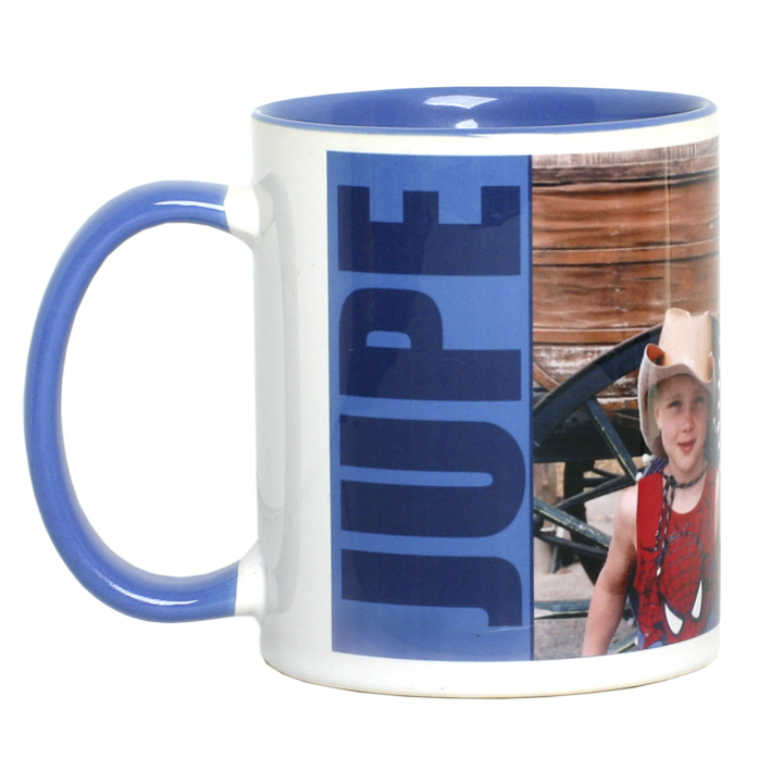 Kaksivärinen muki, sininen kahva + sisus - Mukit, astiat sublimaatiopainatukseen - 26043 - 1