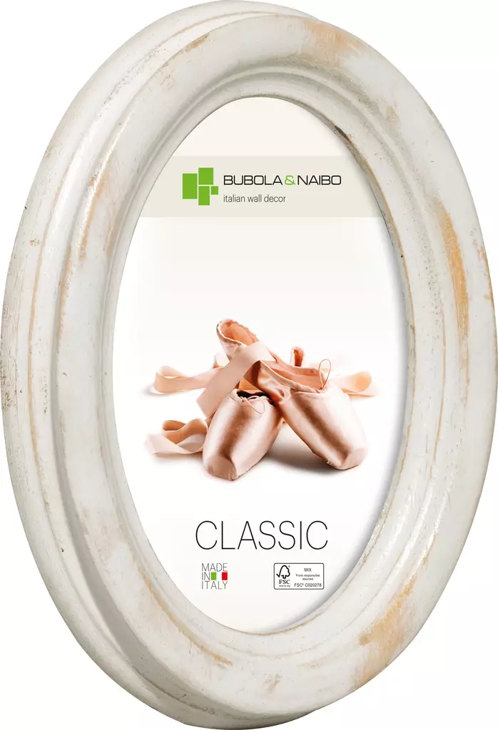 Ovaalikehys valkoinen 10x15 - rustiikki - Soikeat ovaalit valokuvakehykset - 41283 - 1