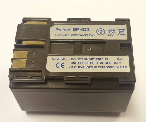 DÖRR BP-522, HL-522, HS-C511, LI36 akku Canon, 7.4V, 3000mAh -ei pal.oikeutta - Kamera- ja videoakut - 25004 - 1